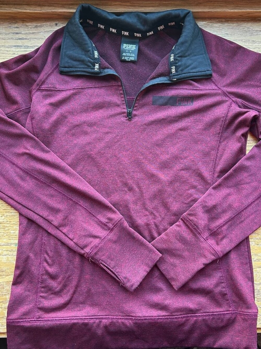 Vintage Victorias Secret Pink Burgundy Quarter Zip Fleece Pullover Athletic Sz S